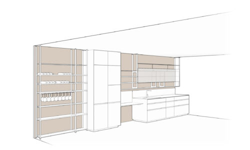 RIVESTIMENTO DIETRO SISTEMA CIELO integrazione architettonica della cucina | Architectural integration of the kitchen